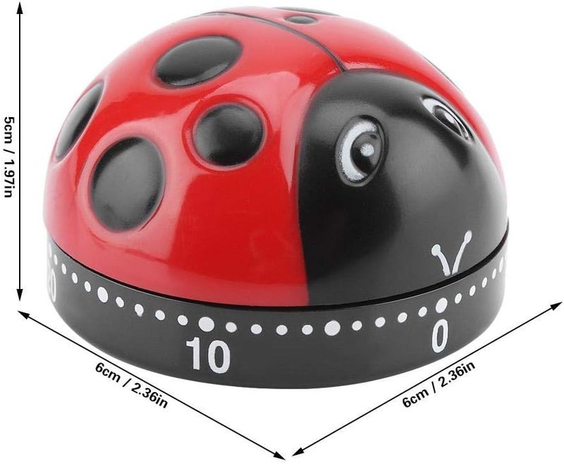 woobles Cute Ladybug Kitchen Timer, 60 Minutes Mechanical Wind-Up Kitchen Cooking Timer, No Battery Needed Suitable for Kitchen Cooking Baking Housework Labs Timing (2.36*2.36*1.97in) - Image 4